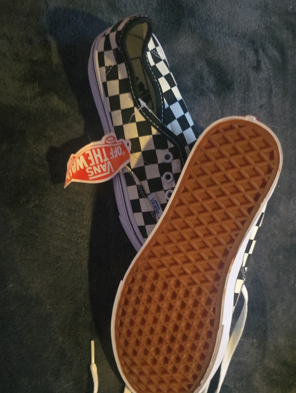 Vans Checkerboard Lace Up Sneakers - Black and White